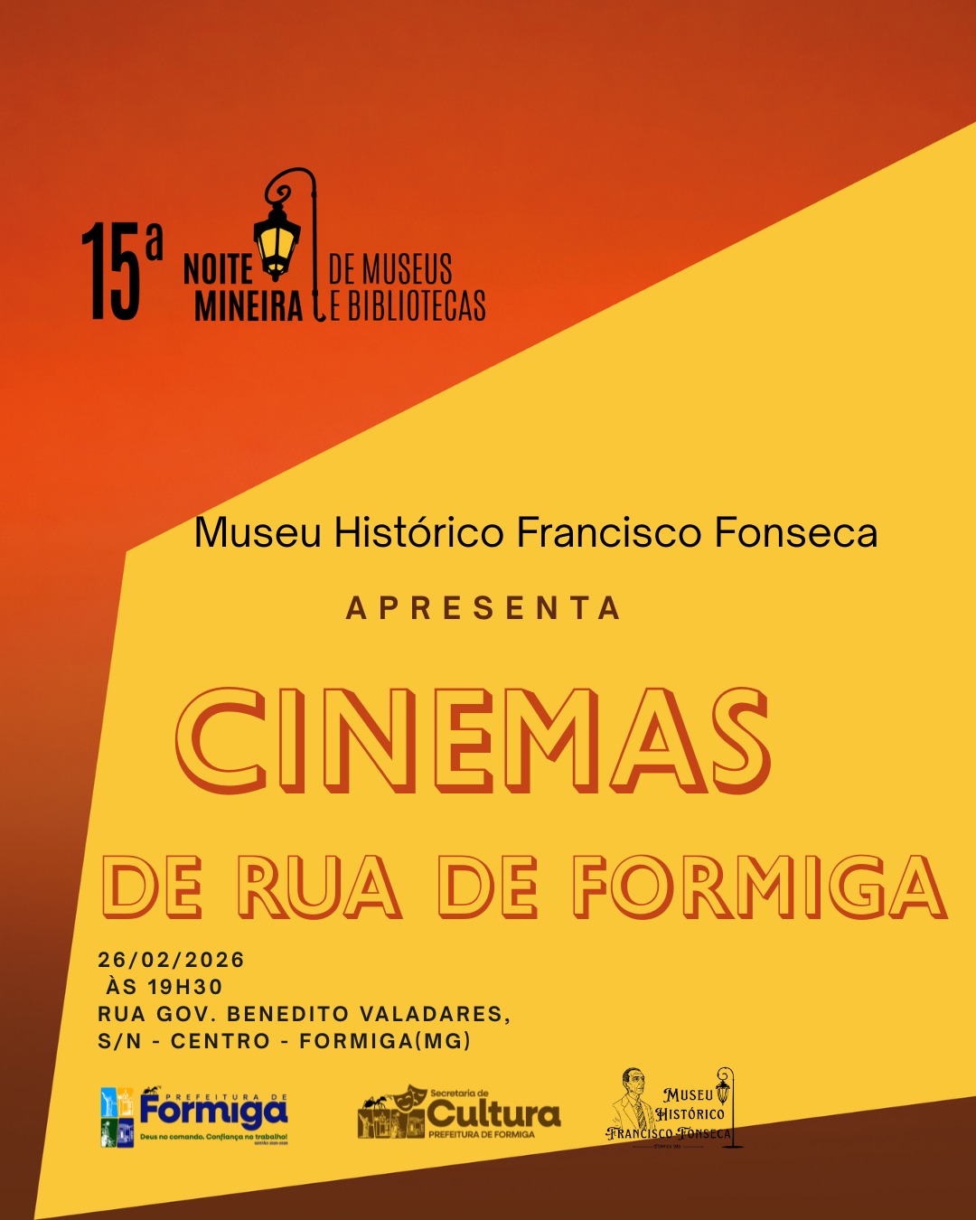 15ª Noite Mineira dos Museus e Bibliotecas - “Cinemas de Rua de Formiga”