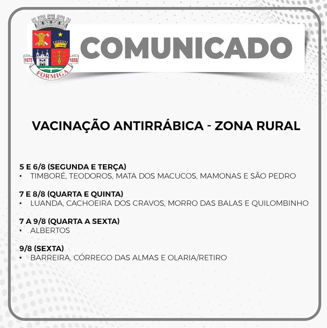 Vacinação Antirrábica - Zona Rural