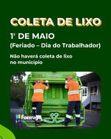 Coleta de Lixo - Feriado Dia do Trabalhador