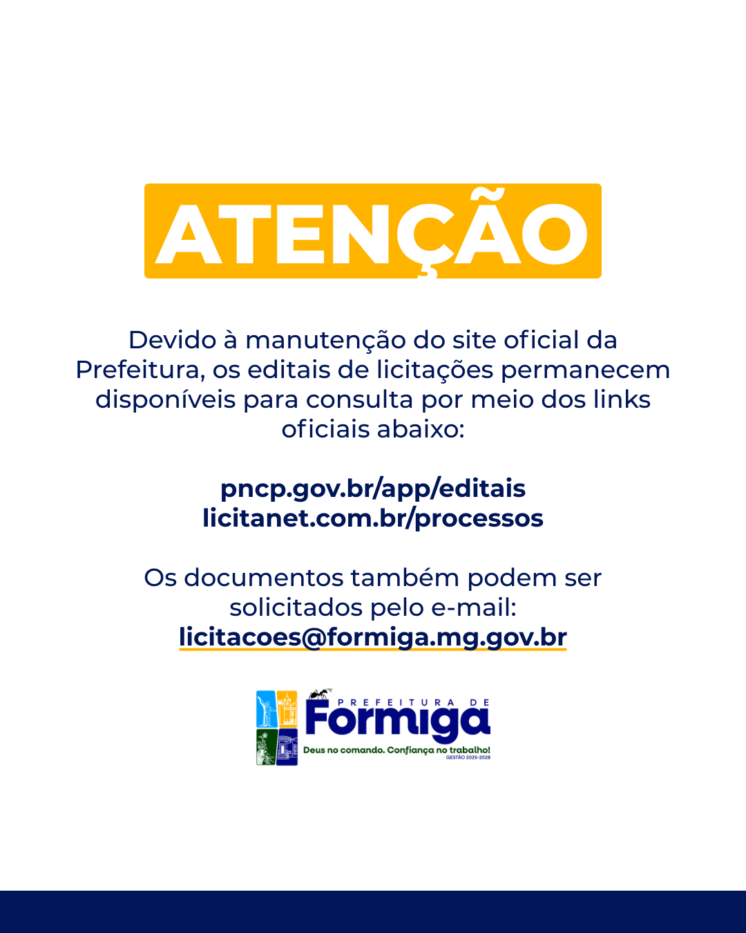 Comunicado licitação