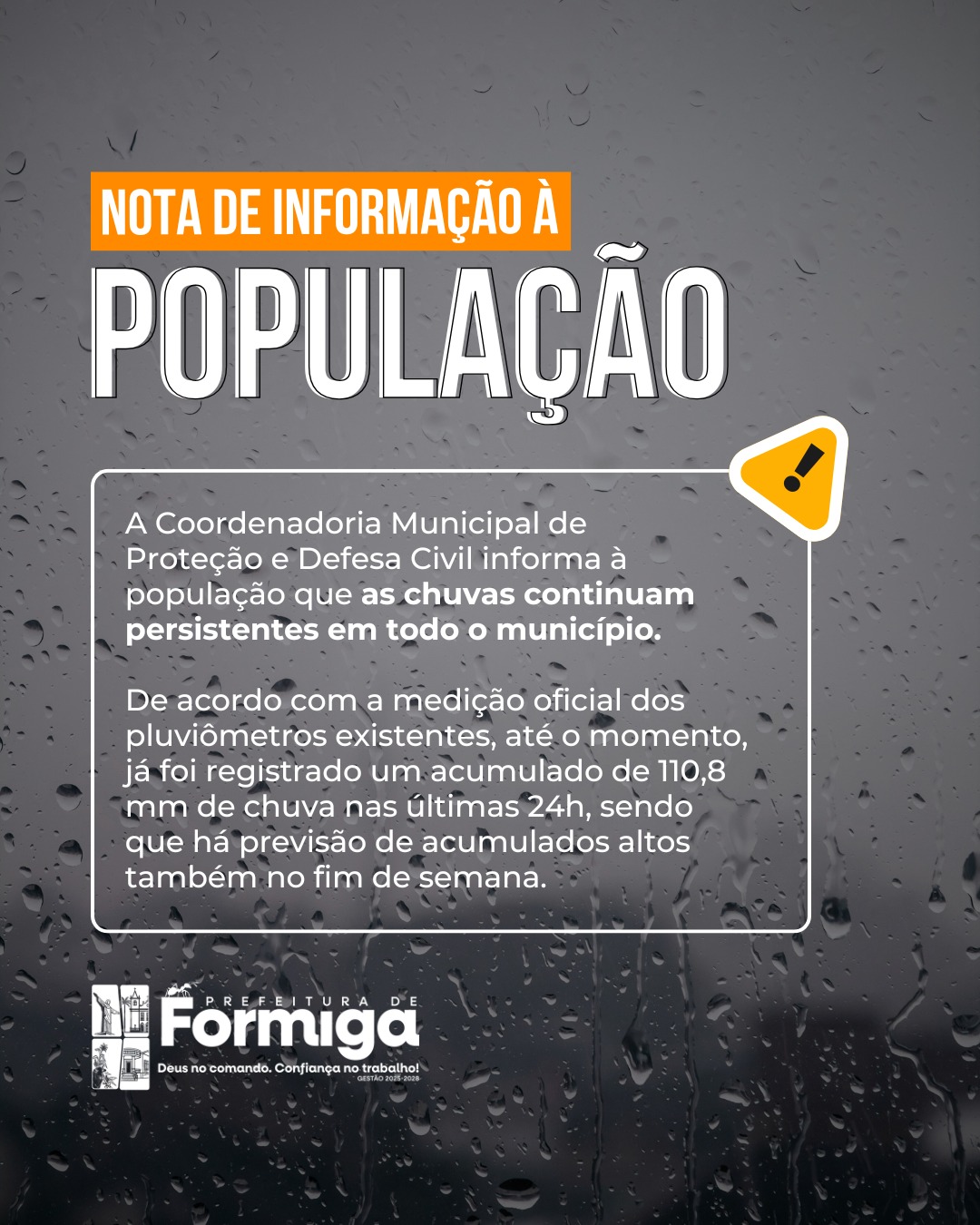 Defesa Civil - Nota de informação à população