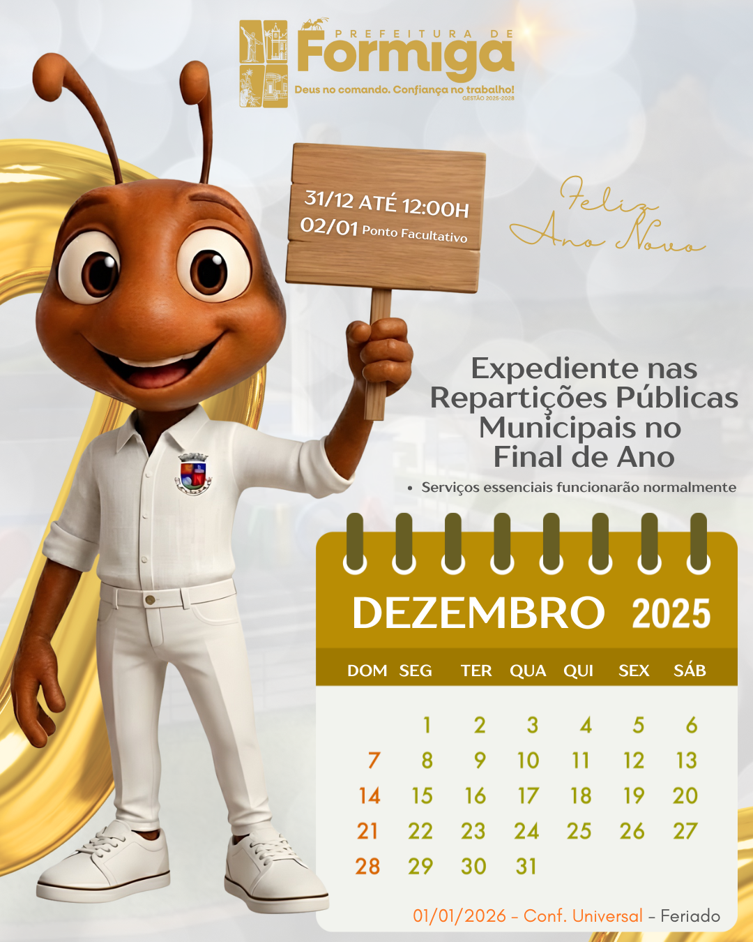 Expediente nas Repartições Públicas Municipais no Final de Ano