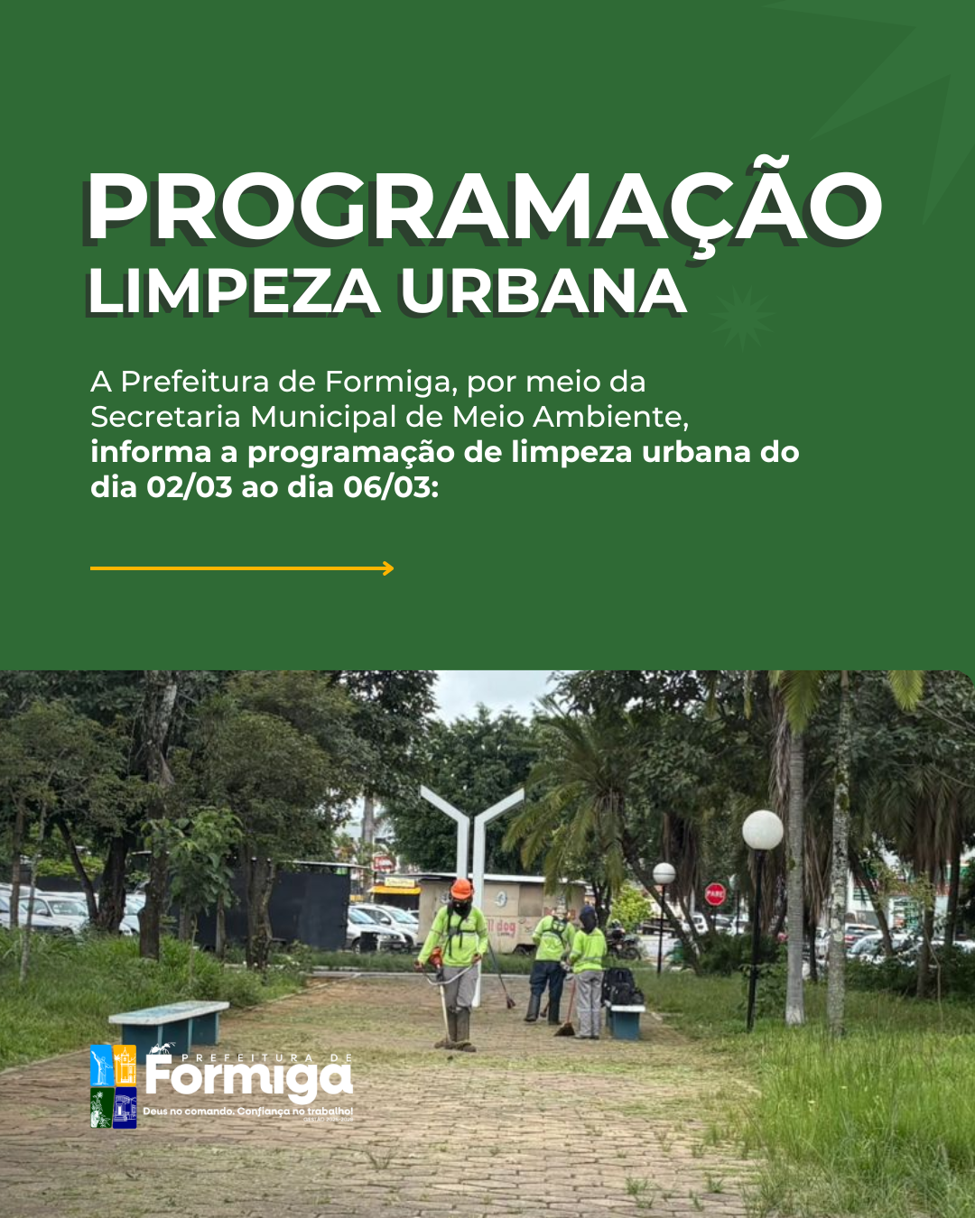 Programação de Limpeza Urbana - 02 a 06 de março