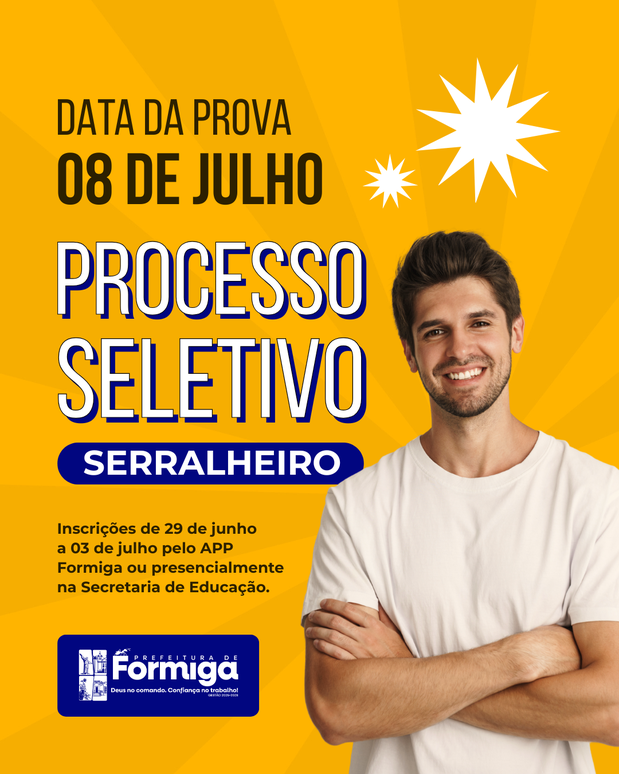 Prefeitura de Formiga abre Processo Seletivo para Serralheiro na Educação Municipal