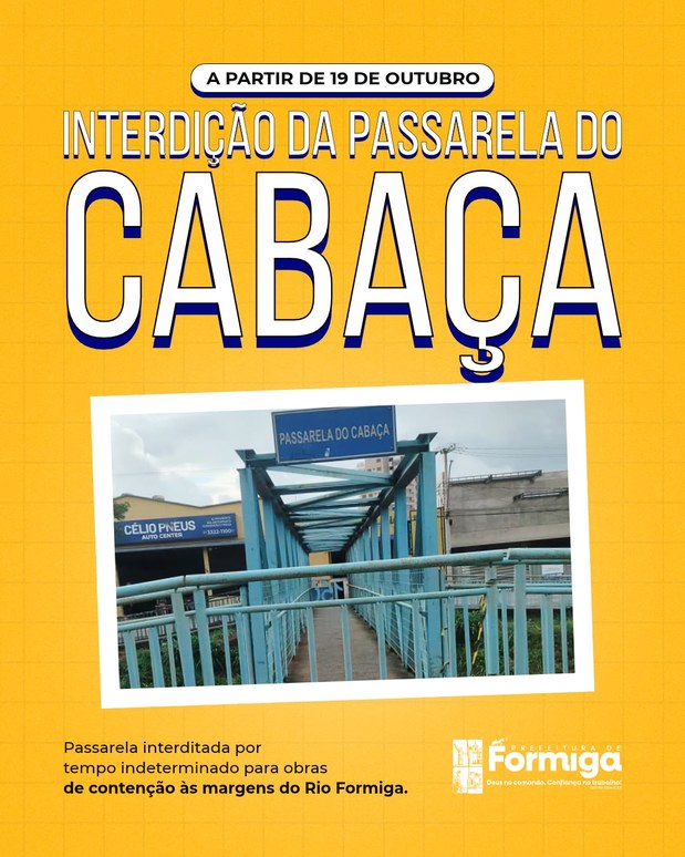 Passarela do Cabaça será interditada para obras de reconstrução da Avenida José Arantes