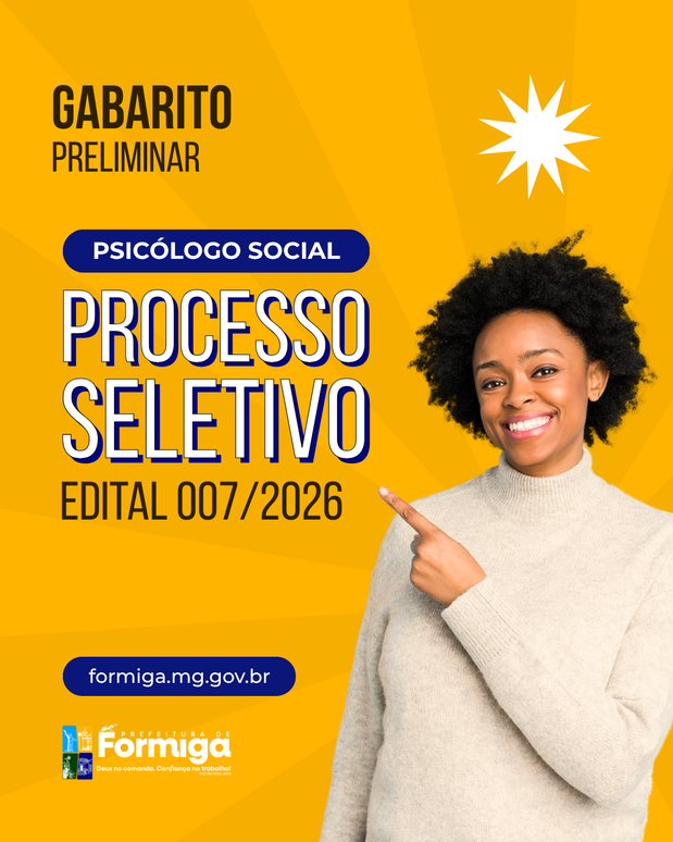 Prefeitura divulga gabarito preliminar do Processo Seletivo nº 007/2026 para Psicólogo Social