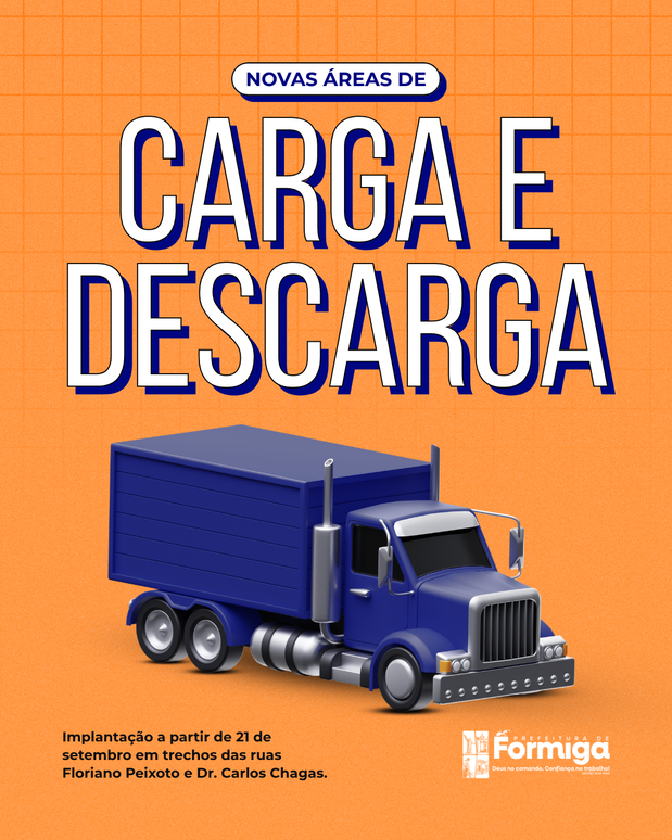 Prefeitura de Formiga implantará novas áreas de carga e descarga a partir de 21 de setembro