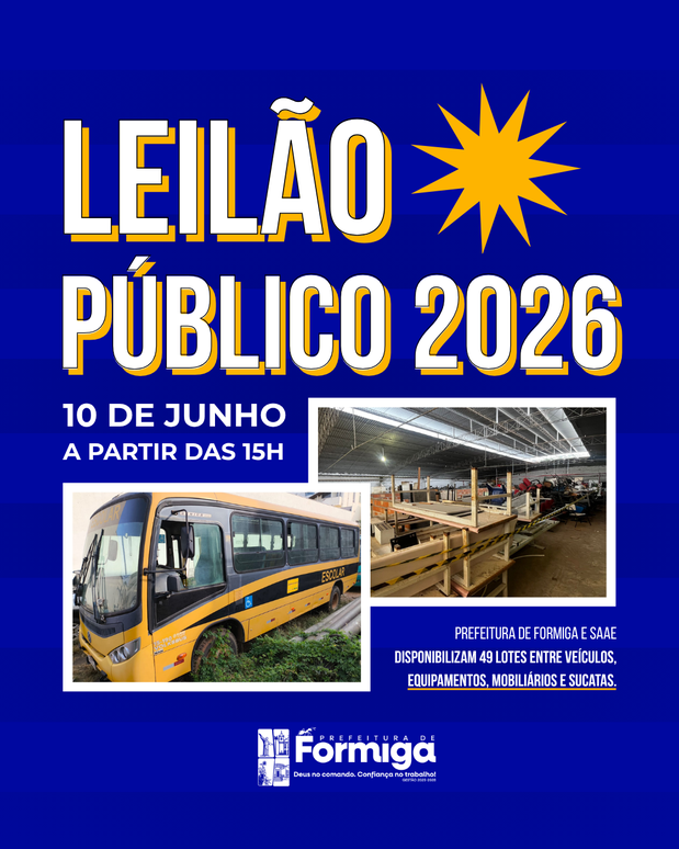 Prefeitura de Formiga e SAAE divulgam edital de leilão público