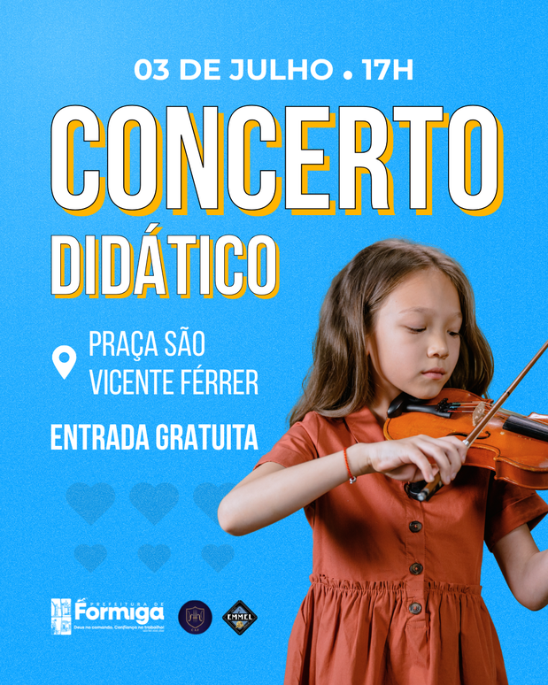 Prefeitura de Formiga promove Concerto Didático da EMMEL na Praça São Vicente Férrer
