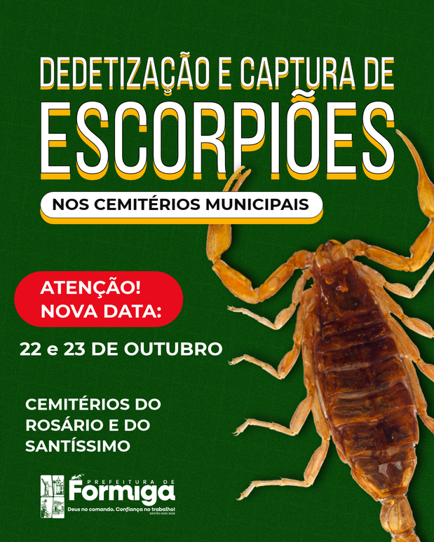 Atenção: Nova Data para o Controle de Escorpiões nos Cemitérios Municipais