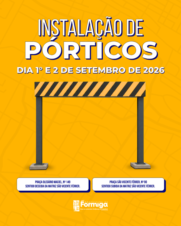 Prefeitura informa instalação de pórticos limitadores na região da Praça da Matriz