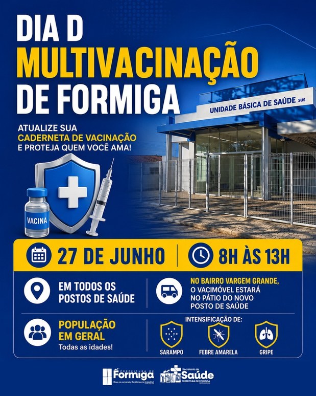 Prefeitura de Formiga promove Dia D de Vacinação neste sábado (27)