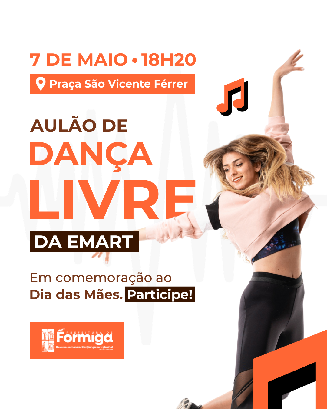 Prefeitura de Formiga realiza Aulão de Dança Livre para celebrar o Dia das Mães