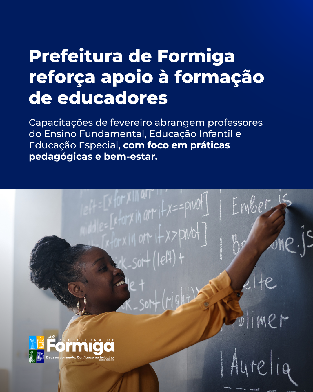 Prefeitura de Formiga reforça apoio à formação de educadores