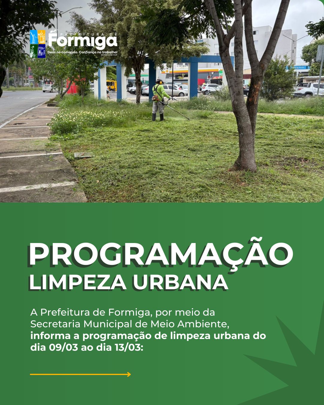 Programação de Limpeza Urbana - 09 a 13 de março