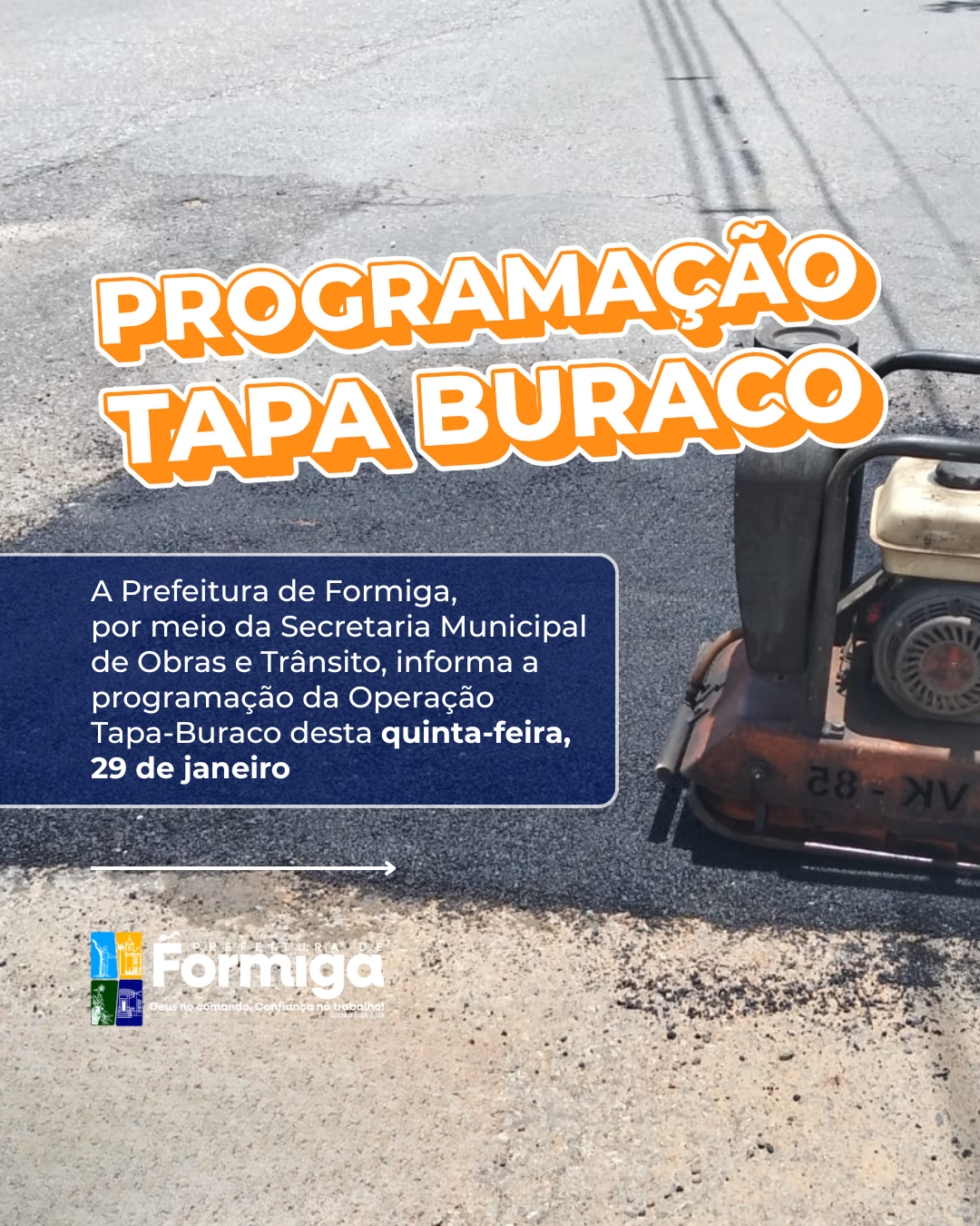 Programação da Operação Tapa-Buraco - 29 de janeiro